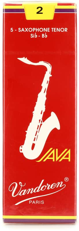 Vandoren SR272R - JAVA Red Tenor Saxophone Reeds - 2.0 (5-pack) (5-pack) Bundle image 1
