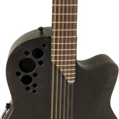 Ovation Pro Series Elite TX E-Acoustic Guitar 2058TX-5 Black Textured 12-String (2058TX-5-G) image 6