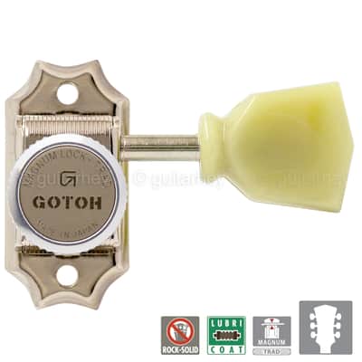 Gotoh SD90-SL MGT Keystone Buttons Magnum Locking Trad Tuners L3+R3 w screws 3x3 Kluson - NICKEL