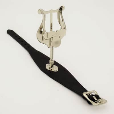 The AP&M Original Genuine Leather Wrist Strap-On Flutist Nickel Plated Lyre Folio-Clip for Marching Music Performance image 1