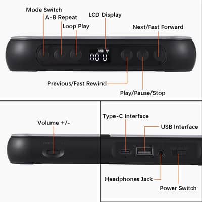 Portable CD Player with A–B Repeat & Bluetooth | Music Practice Player with Timer, USB & TF Card image 9