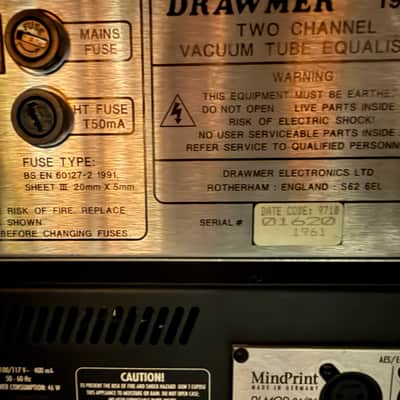 Drawmer 1961 2CH parametric tube equalizer 10/97 - Black image 4
