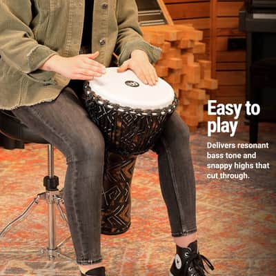 Meinl Percussion Djembe with Synthetic Shell - 10" Medium Size Rope Tuned Synthetic Head (PADJ6-M-F) image 2