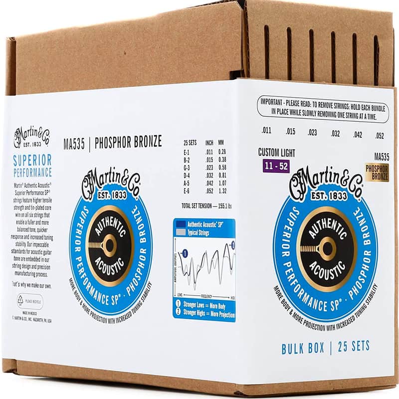 Martin MA535 SP Phosphor Bronze Custom Light 11-52 Bulk Box Set image 1