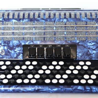 NEW Weltmeister Romance 703 5 Rows Chromatic Button Accordion, made in Germany, 96 Bass buttons, B-Gripp, Blue, incl. Straps and Case, Shipping from USA image 7