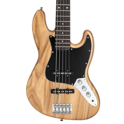 Glarry Burlywood GJazz Electric Full Size 5 String Bass Guitar image 4