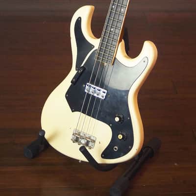 Arirang Short Scale Bass 1970s Olympic White & Mahogany Neck image 1