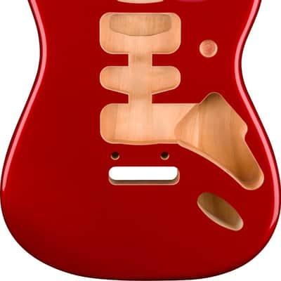 Fender Deluxe Series Stratocaster HSH Alder Body 2 Point Bridge Mount, Candy Apple Red image 6