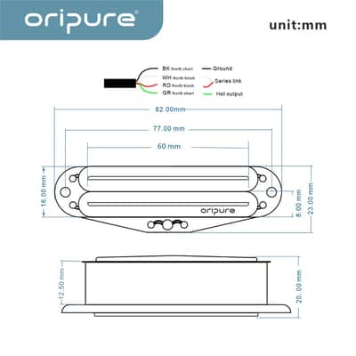 OriPure PB5 Hot Rail Humbucker Alnico 5 Pickups Full Black 16K for ST SQ Guitar image 2