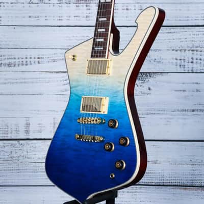 Ibanez IC420FM Iceman Electric Guitar w/Bag | Transparent Blue Gradation image 5