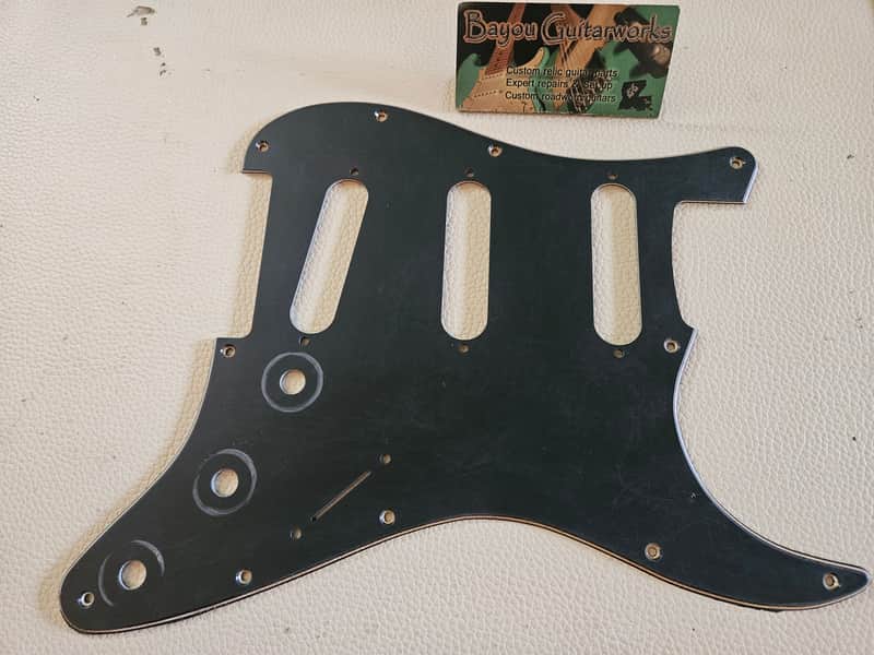Fender Stratocaster Aged Relic 3 ply Pickguard Black image 1