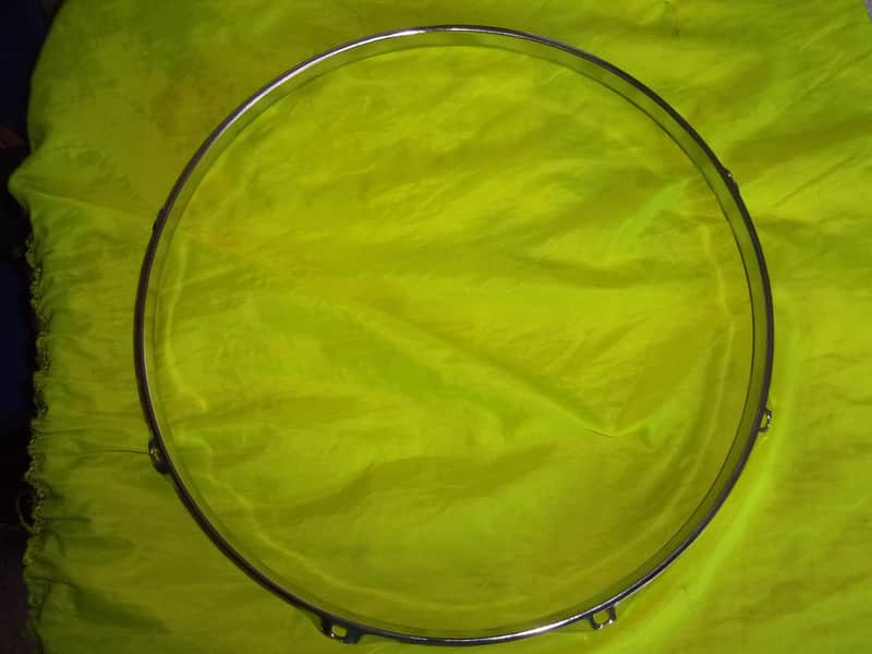 One Drum 14" Chrome 8 Lug Hole Rims Hoops For Bottom Side Snare Wires opening image 1