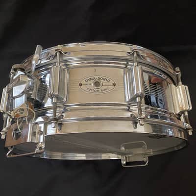 RARE Vintage Rogers "7-Line" w/ Tall Boy Hoop Dyna-Sonic Snare Drum 5"x14" Chrome Over Brass image 1