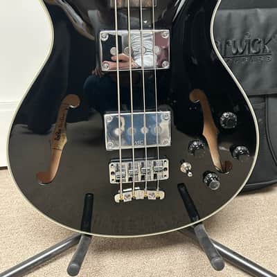 Warwick  Rockbass Star Bass 4 String Semi-Hollow Bass Guitar FRETLESS 2025 - Solid Black High Polish image 2