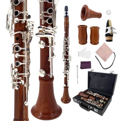 Bb Clarinet with Red Wood Body – Silver-Plated Keys | Student & Band Clarinet Kit with Hard Case image 2