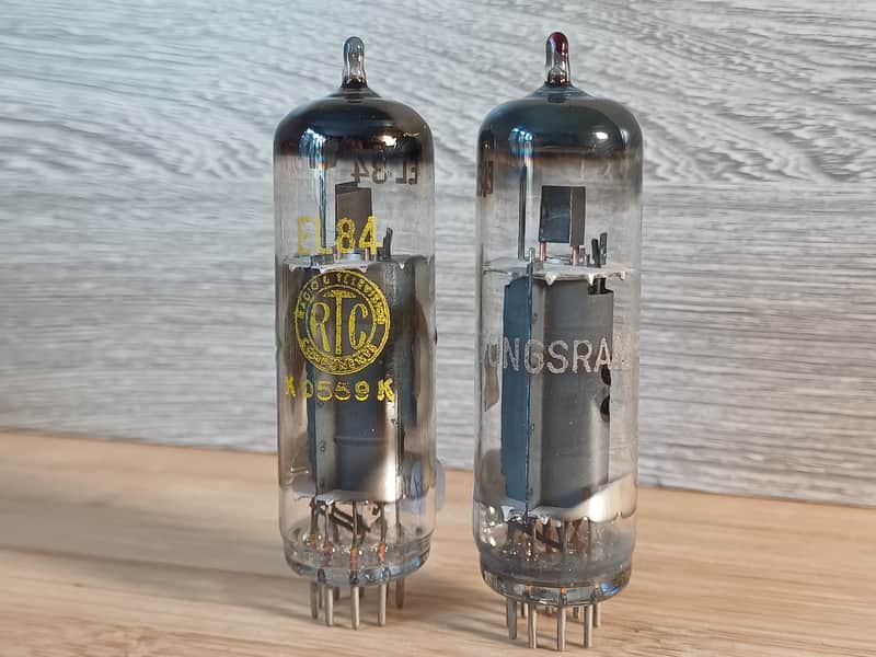 Extremely rare 50's TUNGSRAM el84 6bq DISC FOIL GETTER matched pair WELDED PLATE great Mullard alternative for Vox ac30 Marshall Orange image 1