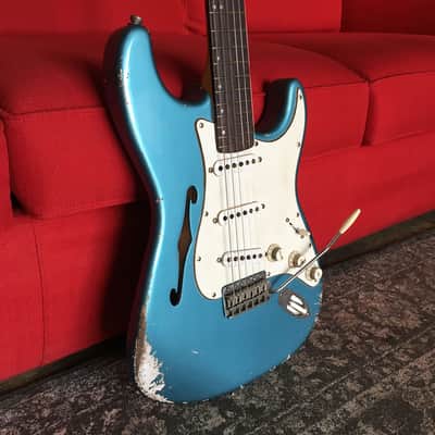 Made to Order - FRANCHIN Mercury F guitar Relic Aged 100% Nitro Lacquer (Sunburst/ Black/ White/ Blue/ Green/ Yellow/ Red/ Pink/ Burgundy/ Purple/ Gold/ Silver, etc.) Stratocaster-Strat-S-Style F-hole Thinline Made in Italy image 6