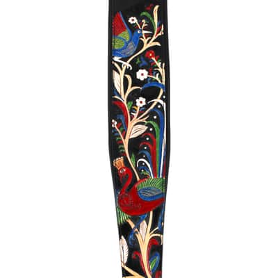 Walker & Williams KB-55-BLK Traditional Peacock Design On Black Carved Leather image 7