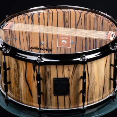 Seven Six Drum Company 7x14 Black and White Ebony Custom Snare Drum 2022 B+W Ebony High Gloss image 3