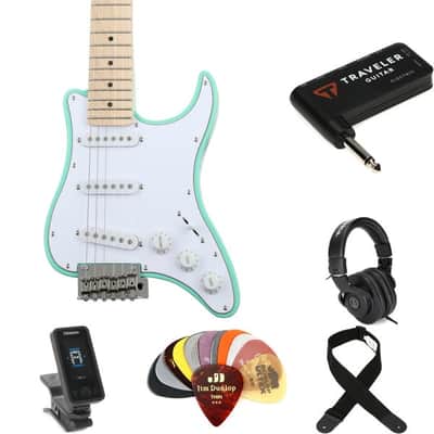Traveler Guitar Travelcaster Deluxe and Headphone Amp Bundle - Surf Green image 2