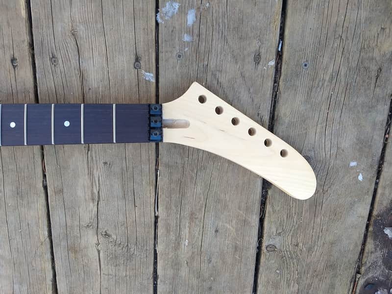 24 fret  banana headstock steel frets floyd locking nut  guitar neck shred neck replacement DIY image 1