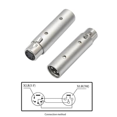 Hualue 3Pin Xlr Male To 5Pin Female Audio Dmx Adapter, Dmx Stage Light Convertor, 5Pin Female Xlr To 3Pin Male Audio Connector For Microphone Dmx-2Pack image 2