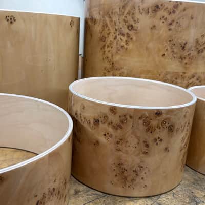 POPLAR MAPPA BURL exotic wood and Maple 7 pcs shell set - 5 ply core shells - Clear gloss polished BEST OFFERS ACCEPTED! image 3