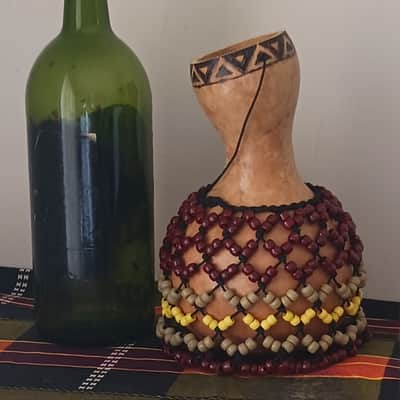 Sekere, Yoruba-style beaded gourd rattle, shekere, sakara image 2