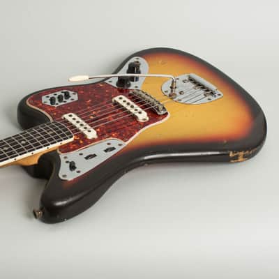 Fender  Jaguar Solid Body Electric Guitar (1965), ser. #105620, tweed hard shell case. image 7