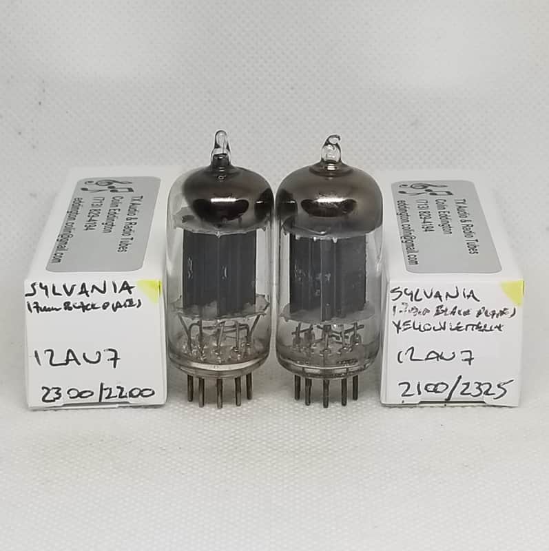 Sylvania 12AU7 Long Black Plate Well Matched (9.7%) Pair NOS 12AU7A ECC82 image 1