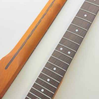 Roasted Maple Strat Style Guitar Neck, 22 Frets, Maple Fingerboard image 3