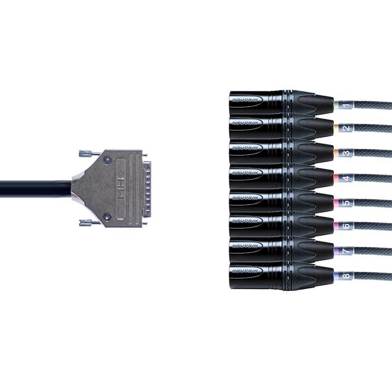 D-Sub DB25 8 Way Studio Grade Analog Cable Loom 1M Neutrik XLR Male Van Damme image 1
