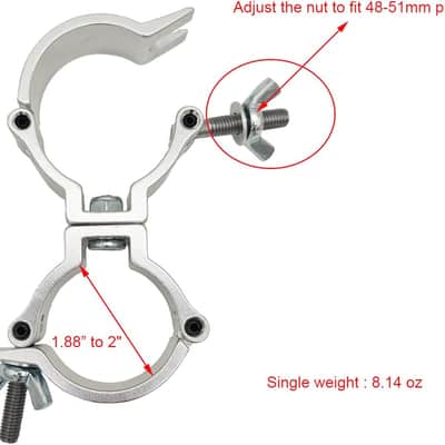 2Pcs 2 Inch Swivel Truss Clamp, Dual Swivel Coupler Pipe Clamps Heavy Duty Stage Lighting Mount Bracket Aluminum Alloy 220 Lbs for 48-51 mm Pipe Black for Stage Lighting image 3