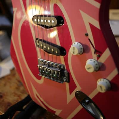 Six Flags Superman/woman Stratocaster Copy (2000s, Pink Relic) image 8