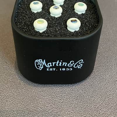 Martin APP0013 Luxe Liquid Metal Bridge Pin Set - Bone w/ Paua Abalone Inlay image 1