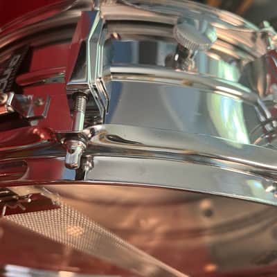 Ludwig No. 400 Supraphonic 5x14" 10-Lug Aluminum Snare Drum with Pointed Blue/Olive Badge 1969 - 1979 - Chrome-Plated image 6