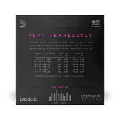 D'Addario NYXL0942-3P Nickel Wound Electric Guitar Strings, Super Light, 9-42, 3 Sets image 3