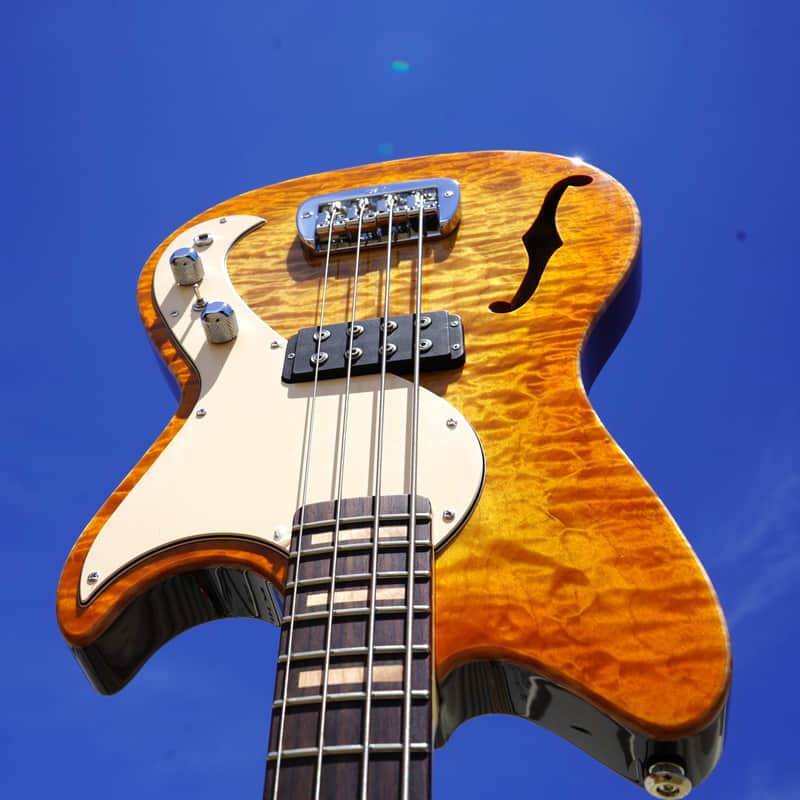G&L USA Custom Shop Fallout Bass Semi-Hollow Honeyburst 30" Scale 4-String Electric Bass Guitar w/ Black Tolex Case (2025) image 1