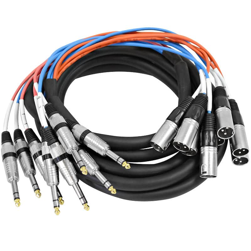 Seismic Audio SAXT-8x15M 8-Channel 1/4" TRS Male to XLR Male Snake Cable - 15' image 1