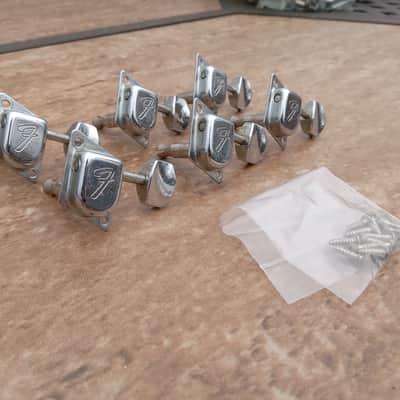 Set of Vintage Late 1960's Fender "F" Guitar Tuners w/ Screws! Original Stratocaster, Telecaster Parts! image 2