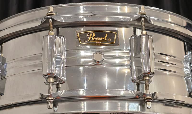 Pearl Stewart Copeland Chrome over brass model B4214 10 lug snare drum 1970s - Chrome image 1
