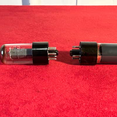 Sylvania/Unknown 6V6GT Amplifier Replacement Tube Mismatched Pair 1970’s Black Base Tested Good image 6