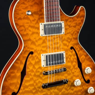 Collings SoCo Deluxe Carved Premium Quilted Maple and Mahogany Iced Tea Sunburst Semi-Hollow Custom NEW - Iced Tea Sunburst image 6