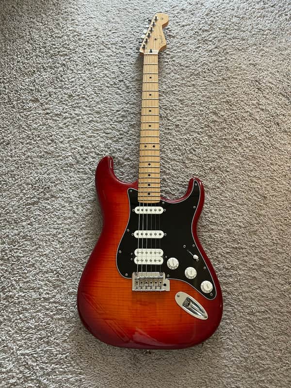 Fender Player Stratocaster HSS Plus Top 2019 MIM Cherry Burst Maple Neck Guitar image 1