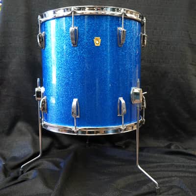 Vintage 1967 - Ludwig USA 16x16" Maple Floor Tom w/ Legs - Blue Sparkle Wrap image 4
