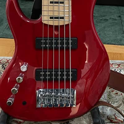 Mike Lull M6 custom left-handed 6-string bass 2023 - translucent red image 5
