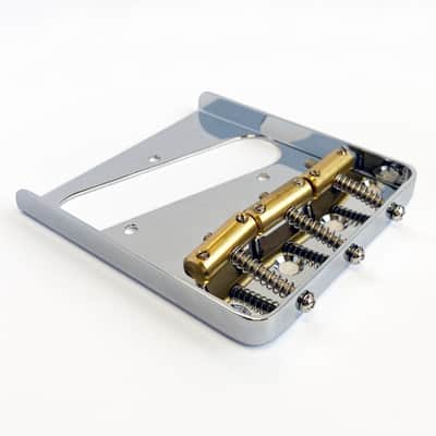AxLabs Tele-Style String-Through Bridge | Brass Compensated Saddles - Chrome image 1