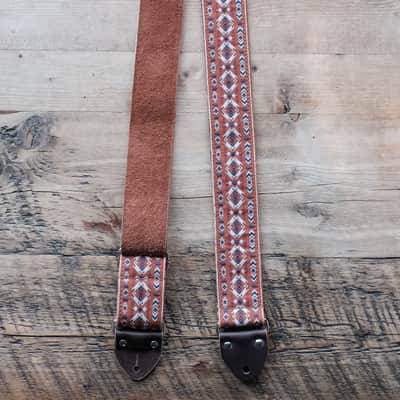 Vintage Red 60s/70s Hippie Guitar Strap / Real Suede Backing / Handmade in the UK image 2