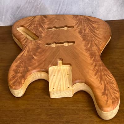 NOS High End Offset Bass Body – Highly figured Feathered Crotch American Cherry Top / Swamp Ash Back –Limited Supply R15 image 5