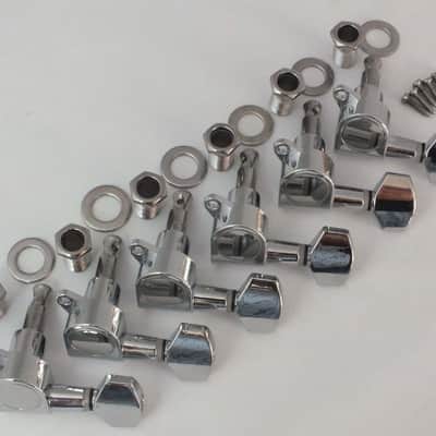 Chrome Machine Heads 6 in-line for Left Handed Strat or Tele style guitar